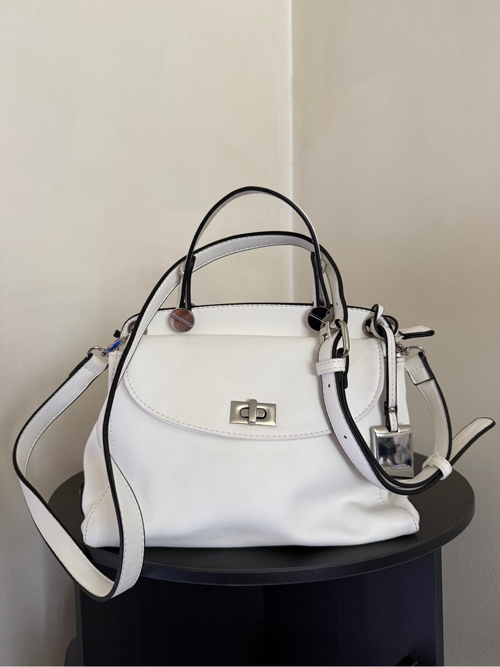 Catherine Malandrino White Leather Top-Handle Satchel